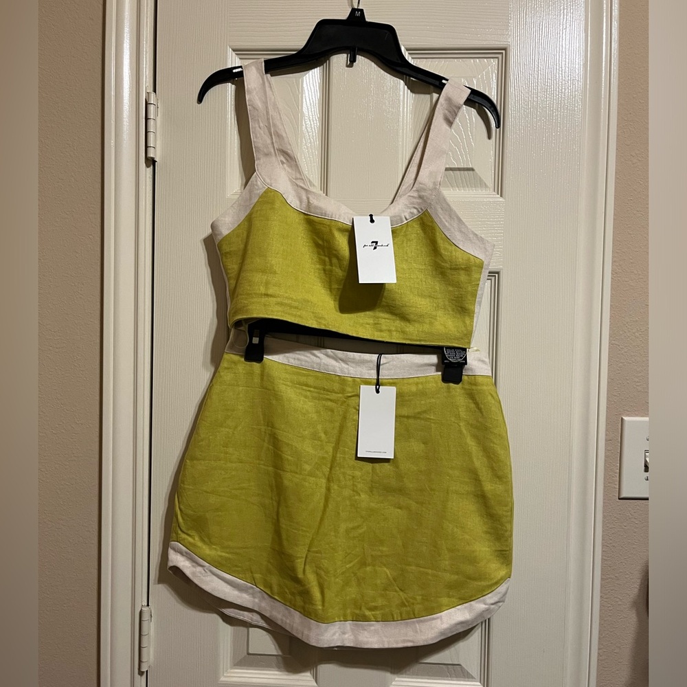 7 For All Mankind Lime and Cream Two-Piece Outfit